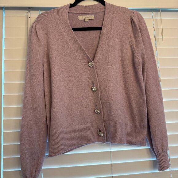 EUC Loft Light Purple / Lavender Cardigan with Rhinestone Buttons (Size: S) - Picture 1 of 4